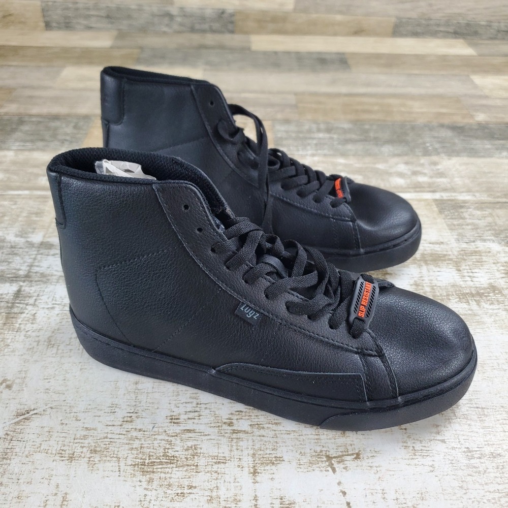 Lugz Drop Hi Womens Retro Work Shoes Sz 8 Black Leather Slip-Resistant Sneakers